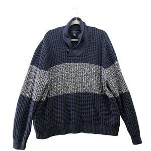Gap Shawl Collar Sweater Mens XL Colorblock Marled Chunky Knit‎ Cotton Thick